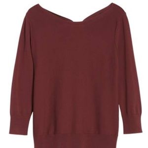Halogen Back Detail Sweater - Burgundy - XS
